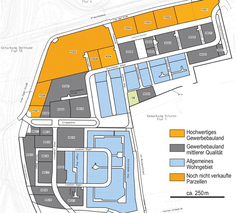 Bauflächeneinteilung der Stadtkrone Ost