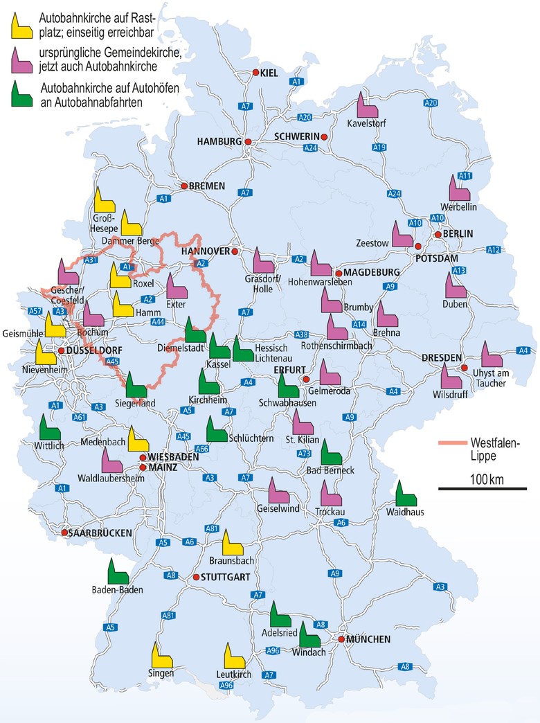 Autobahnkirchen in Deutschland (Stand 10/2014)