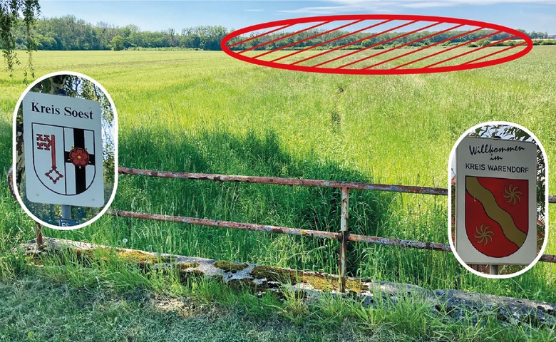 Fotobeschreibung: Hinter diesem unscheinbaren Brückengeländer liegt der errechnete Mittelpunkt Westfalens