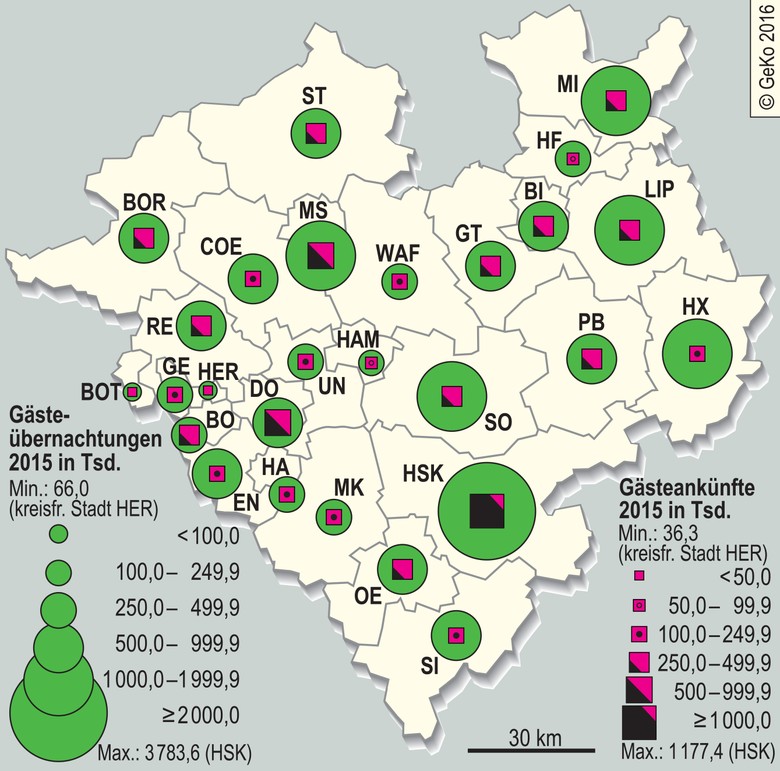 Gästeübernachtungen und Gästeankünfte 2015