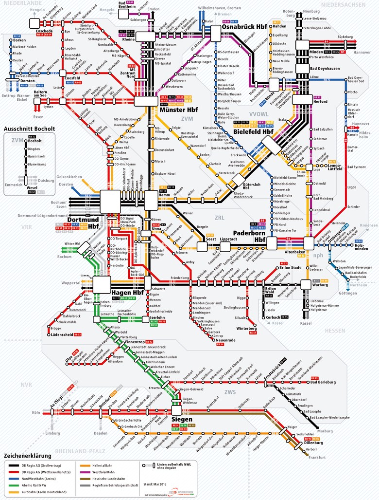 Verkehrsunternehmen und Streckennetz im Zweckverband Nahverkehr Westfalen-Lippe 2014