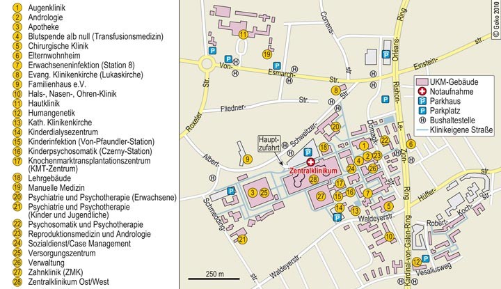 Übersichtsplan des Universitätsklinikums Münster
