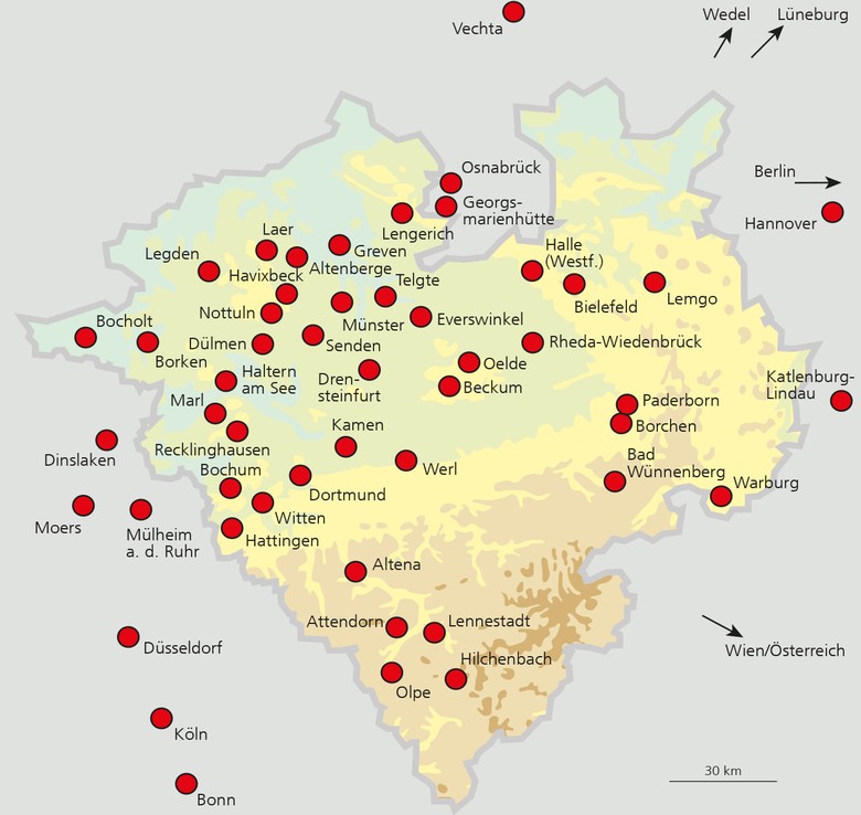 Wohnorte der Mitglieder der Geographischen Kommission für Westfalen Wohnorte der Mitglieder der Geographischen Kommission für Westfalen