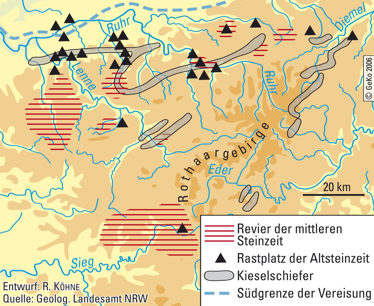Rohstoffquellen der steinzeitlichen Jäger im Sauerland