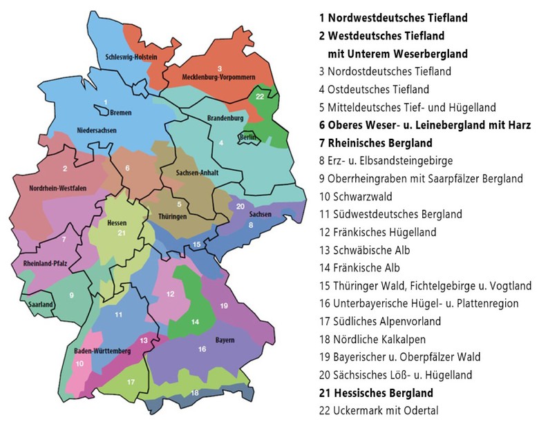 Die 22 Herkunftsregionen Deutschlands für gebietsheimisches Saatgut