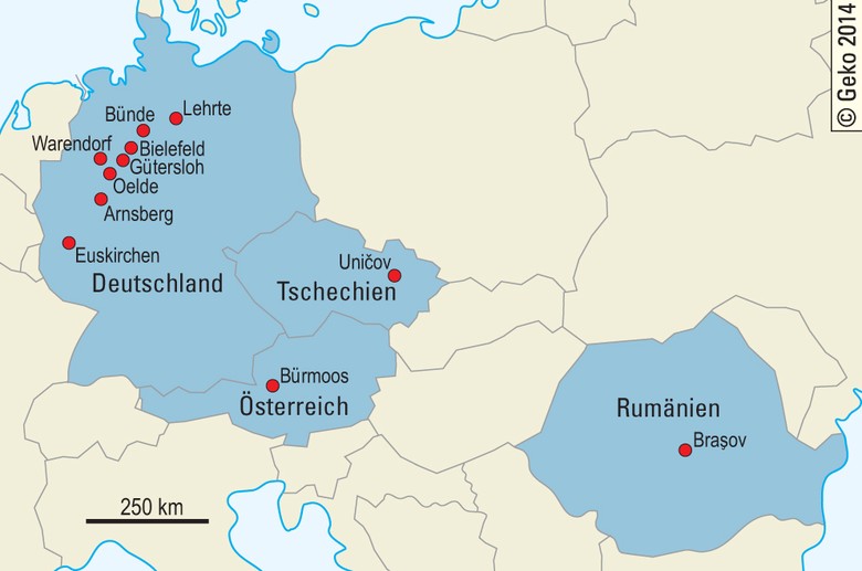 Standorte der Miele-Werke in Europa